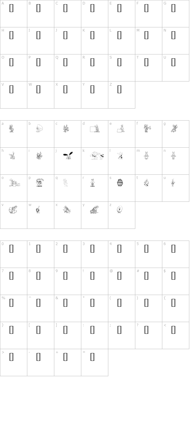 Easter Hoppy character map