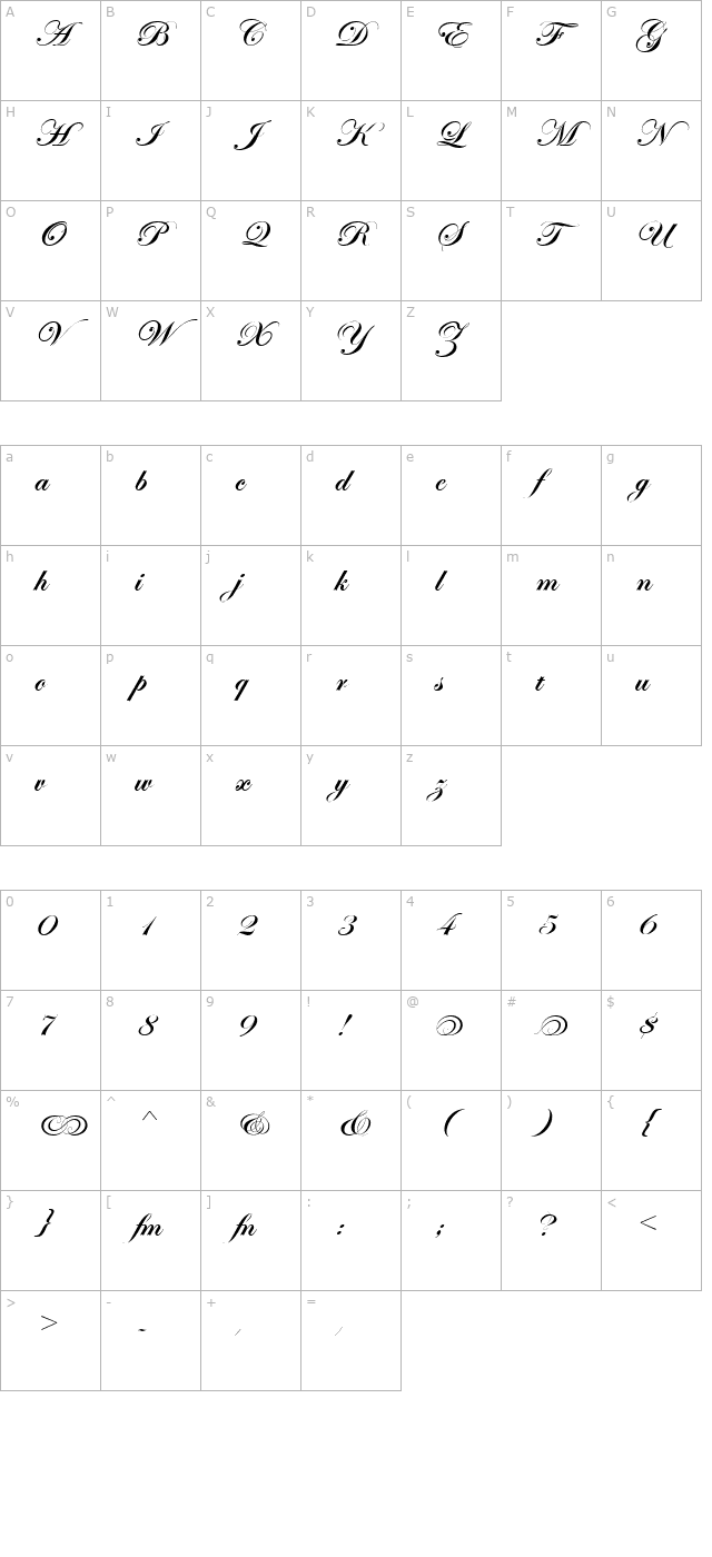 Easy Street Alt EPS Bold character map