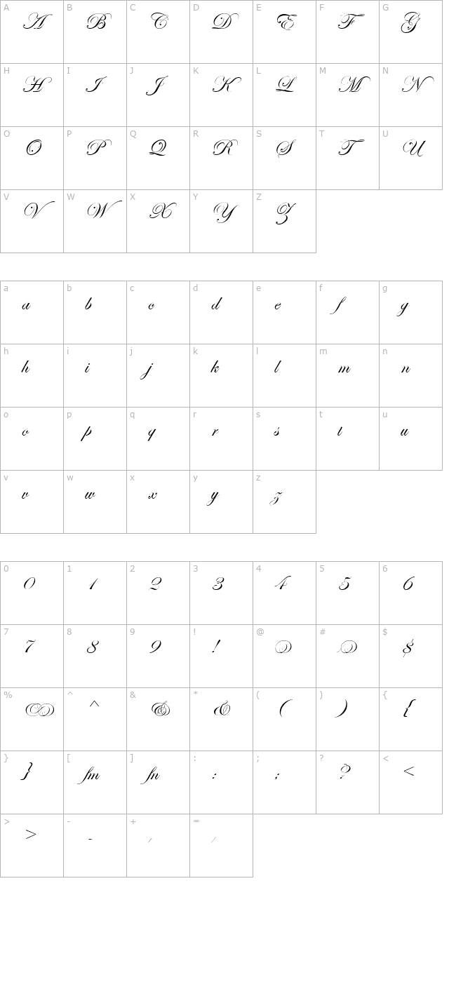 Easy Street Alt EPS character map