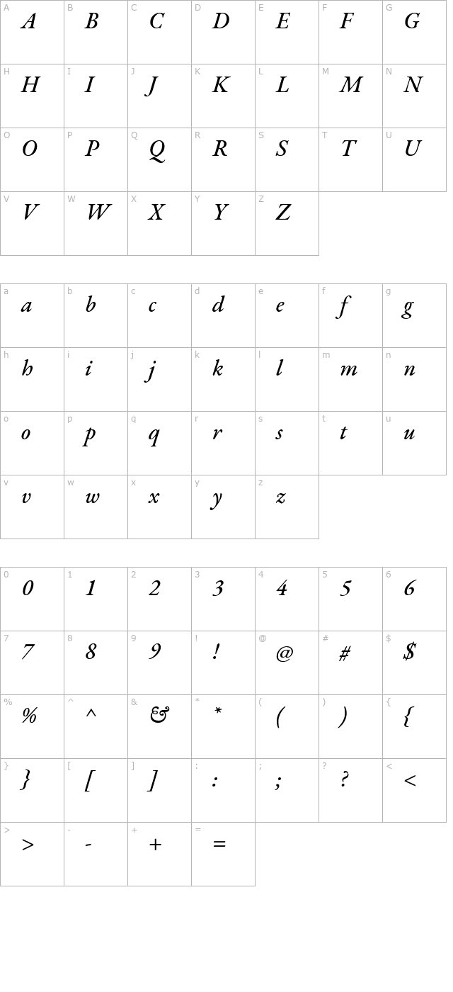 eb-garamond-medium-italic character map