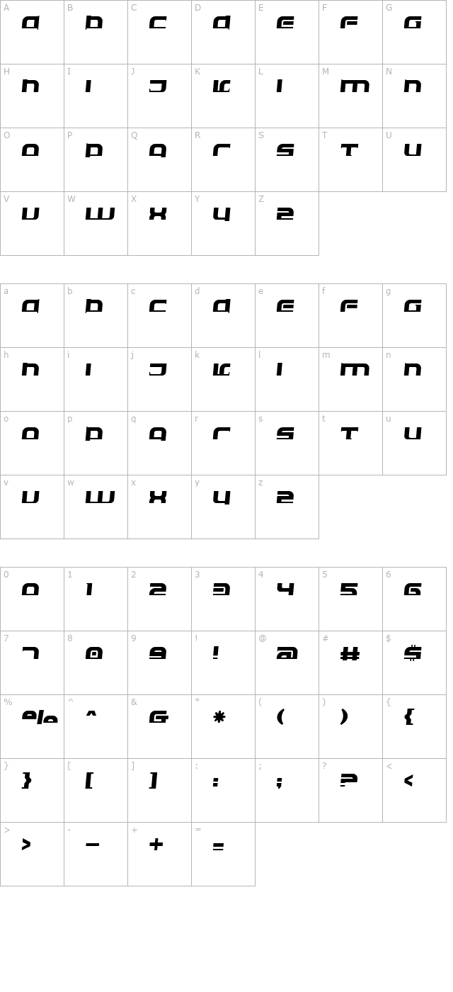 eclipser-oblique character map