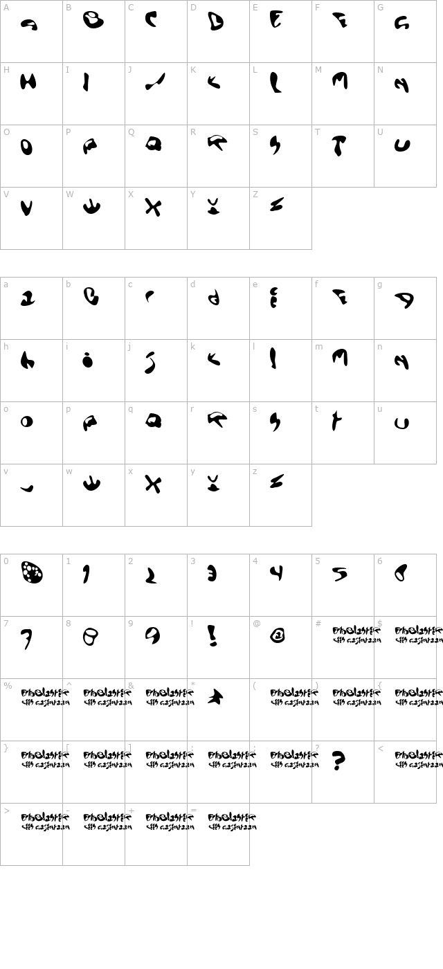 Ecto Blaster character map