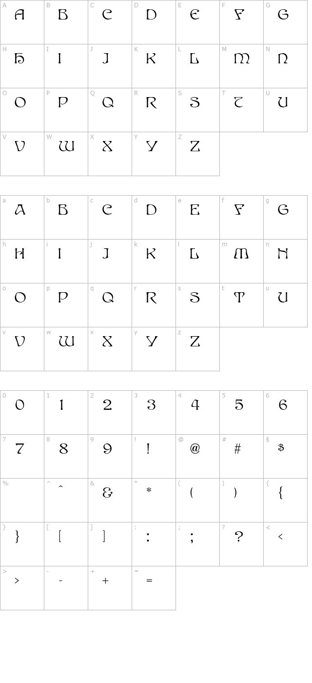 EddaBlack-Regular character map