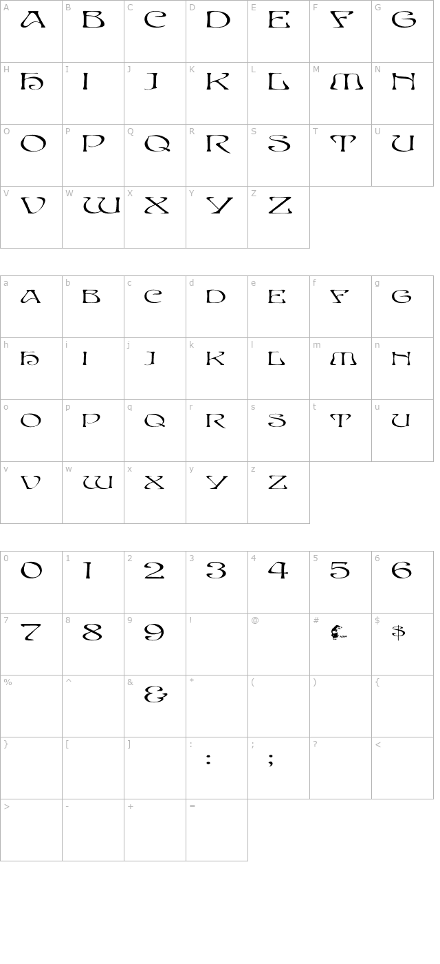 EddaCaps Ex character map