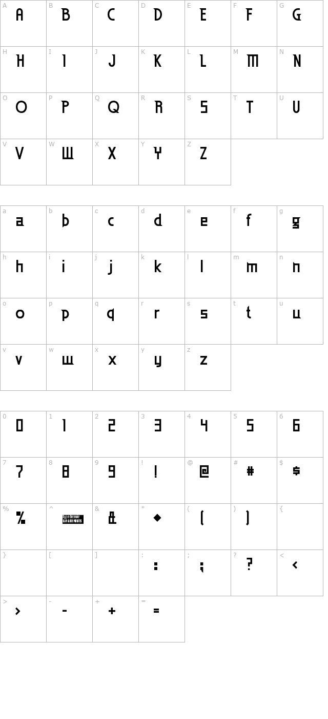 Eden Mills Bold character map