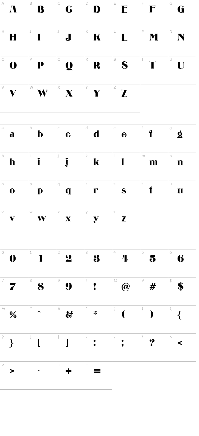 edgware-regular character map