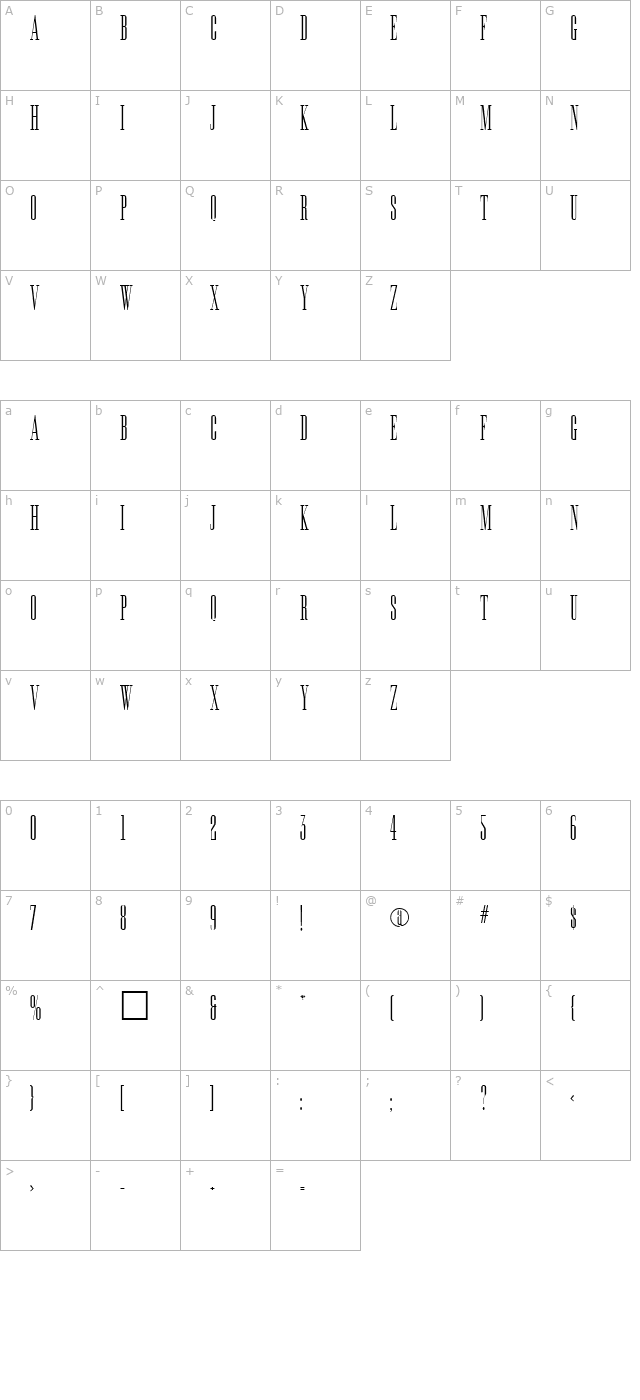 Edition Regular character map