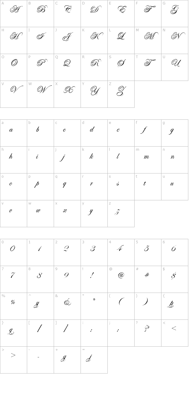 edwardian-alternate-medium character map