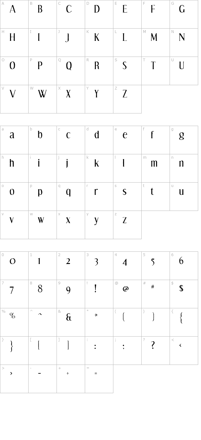 Effloresce Antique character map