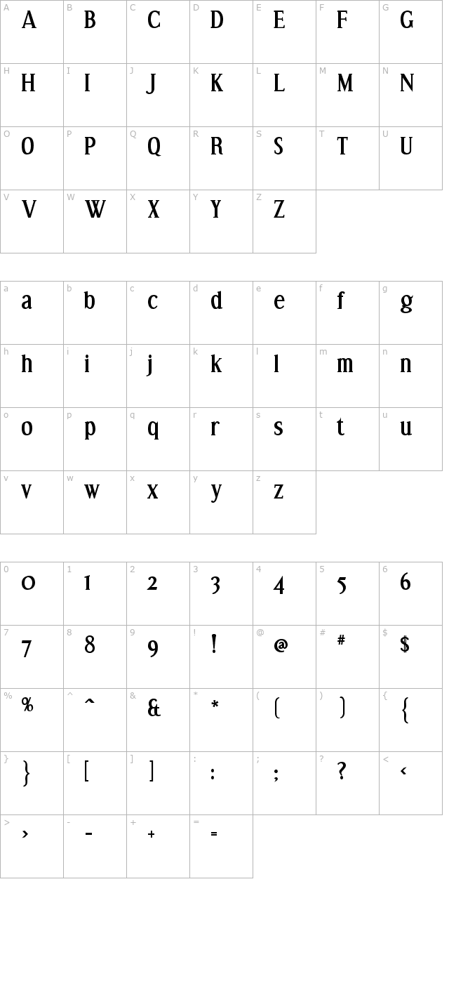 effloresce-bold character map