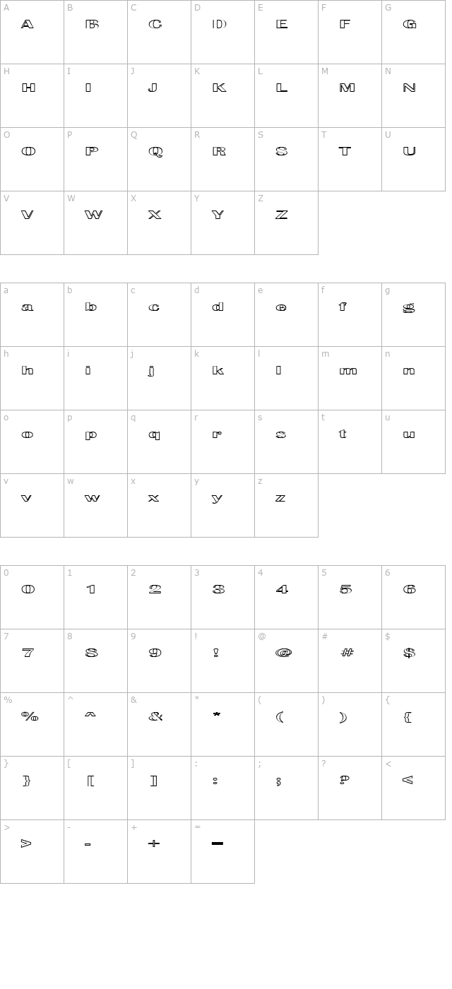 effluence-outlined character map