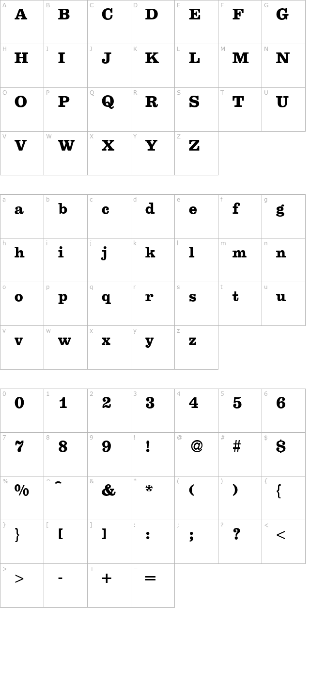 egipdb-bold character map