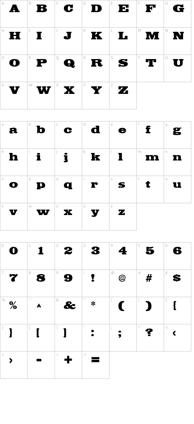 egyptian-regular character map