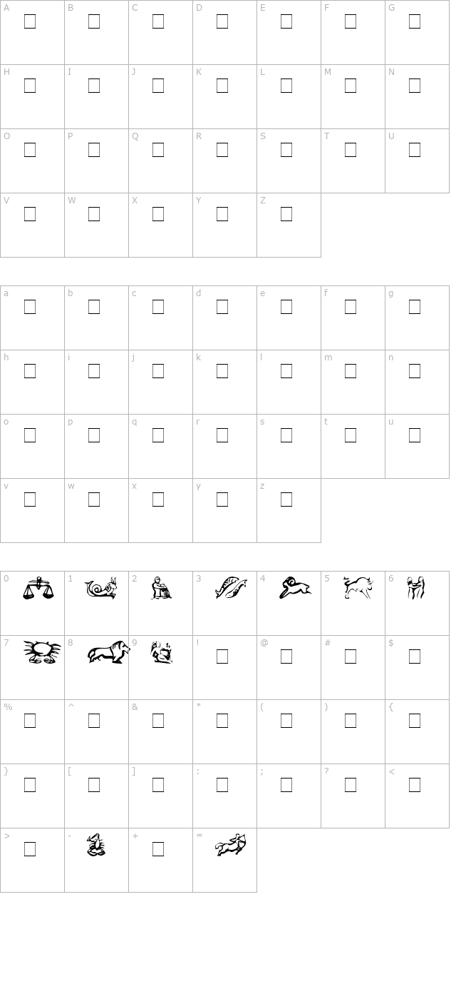 EileensLittleZodiac Medium character map