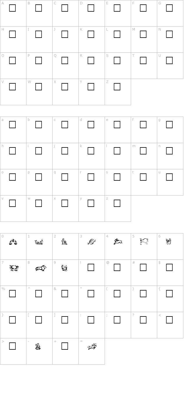 EileensLittleZodiac character map