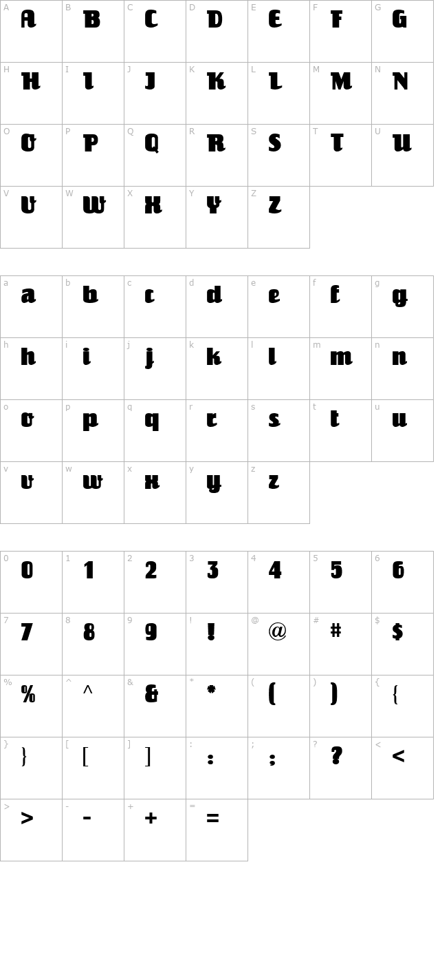 Einhorn ICG character map