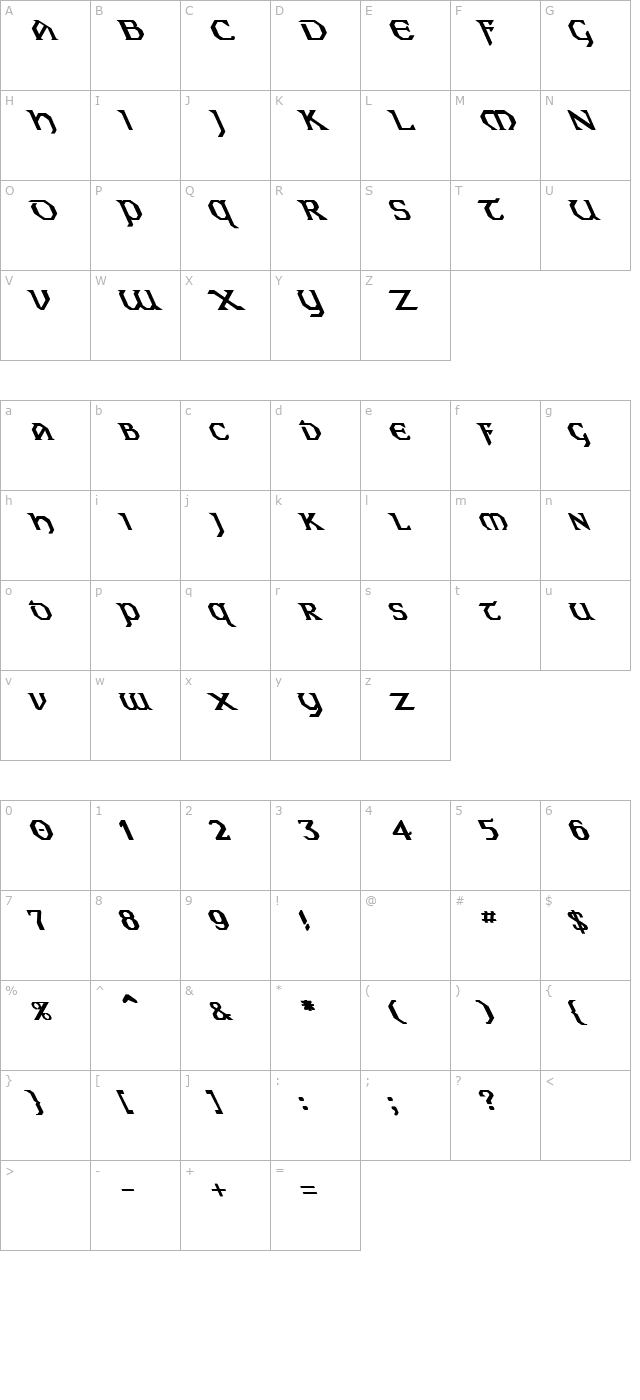 eire-extreme-lefty-bold character map