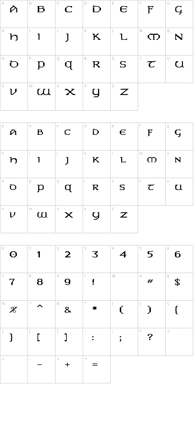 eire-wd character map