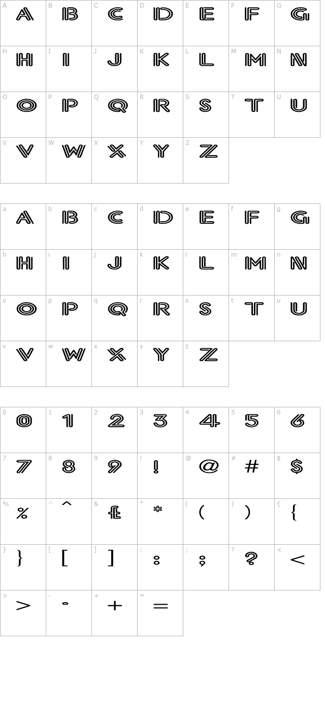 Eklektic-Normal Ex character map