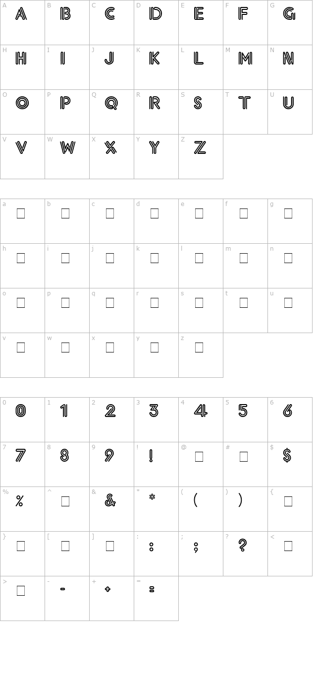 Eklektic Normal character map