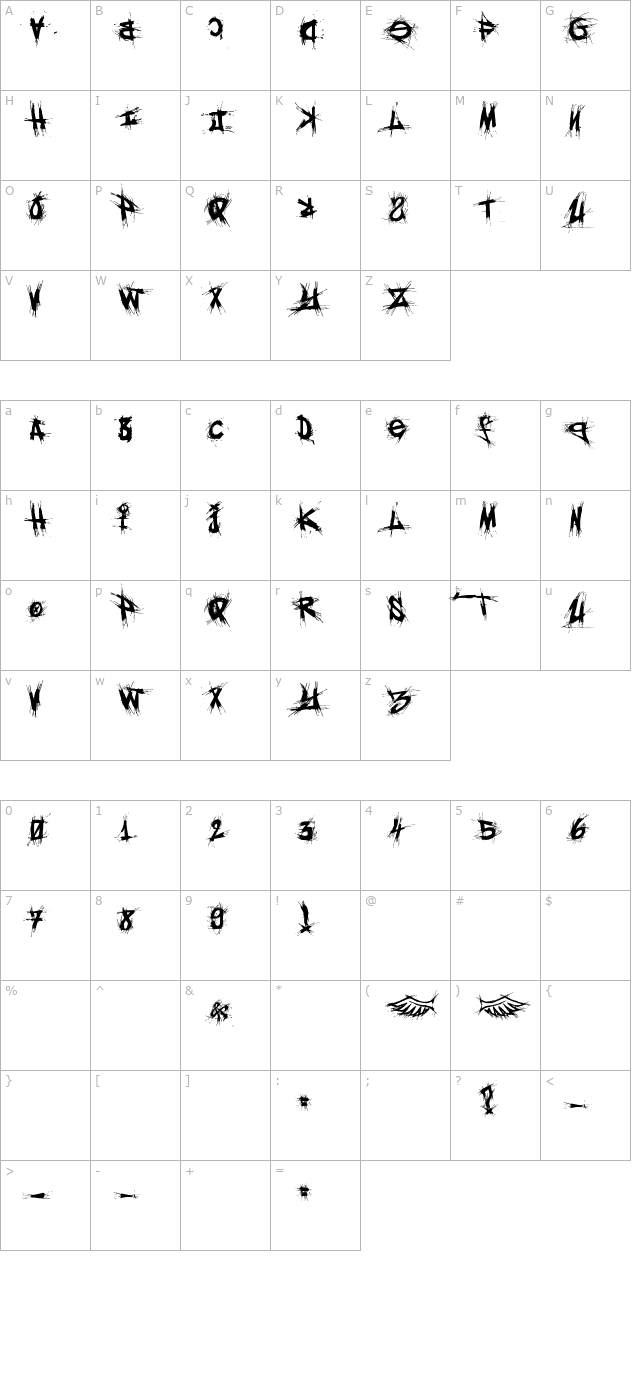 el&font gohtic! character map