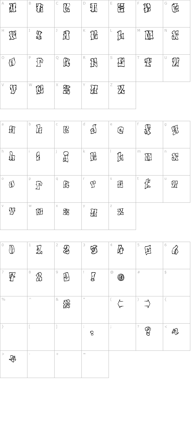 el-font-tag character map