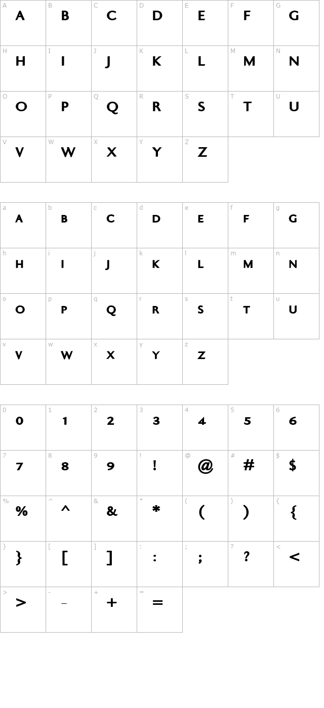 Ela Sans Black Caps PDF character map