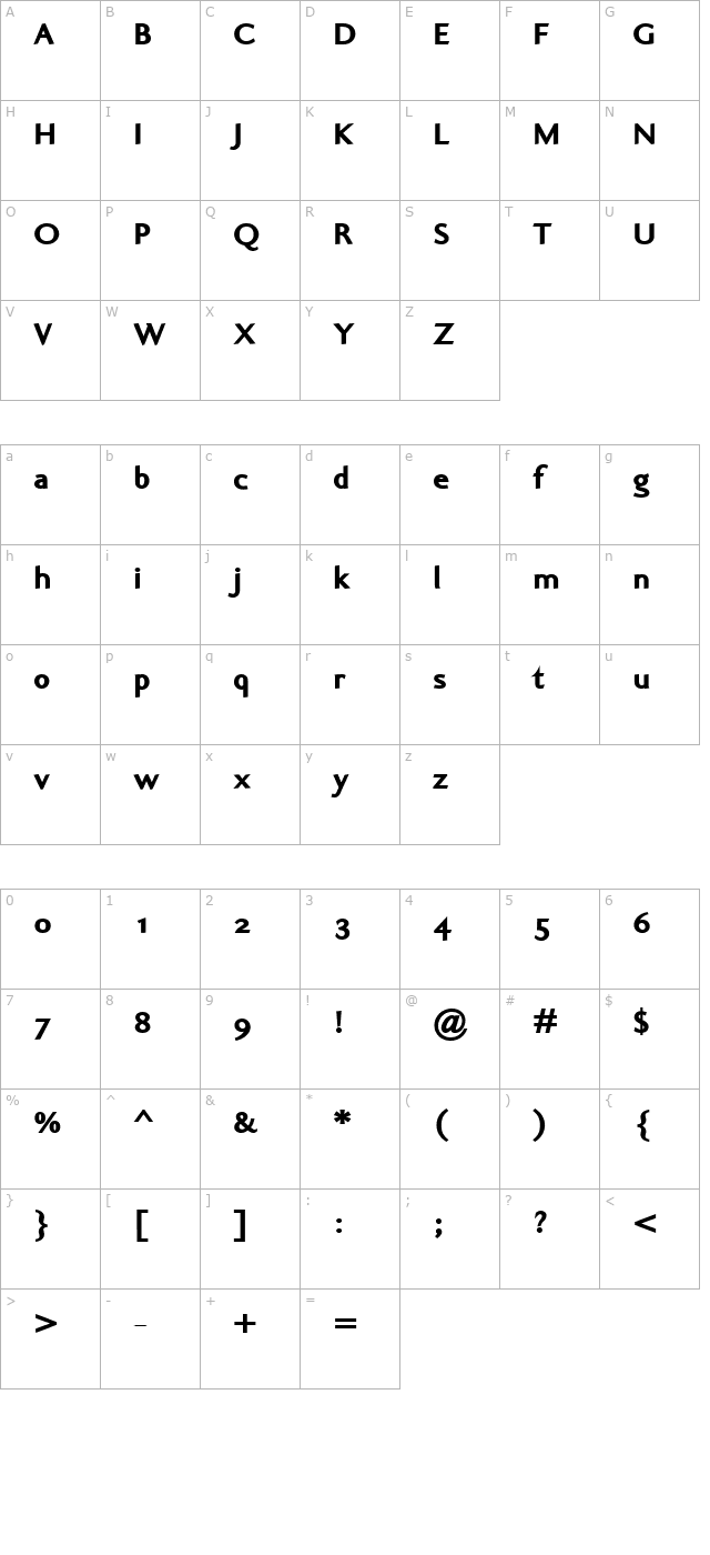 Ela Sans Black PDF character map