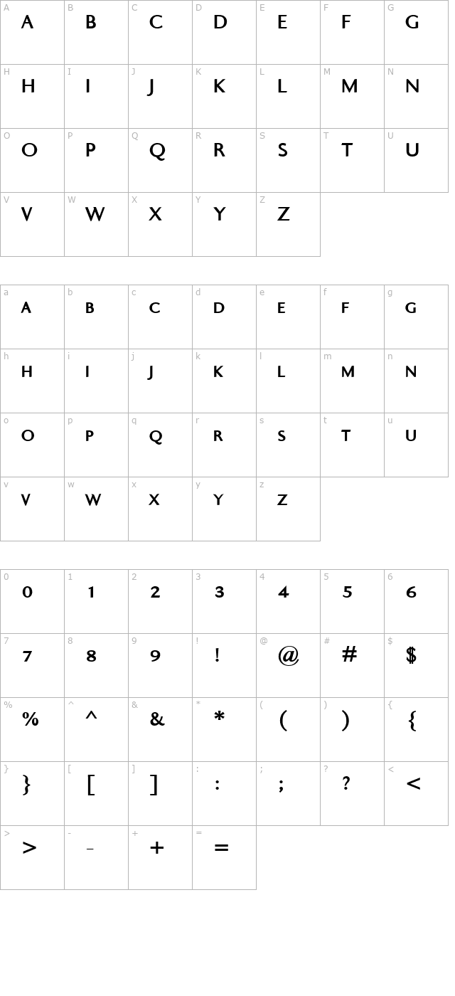 Ela Sans XBold Caps PDF character map