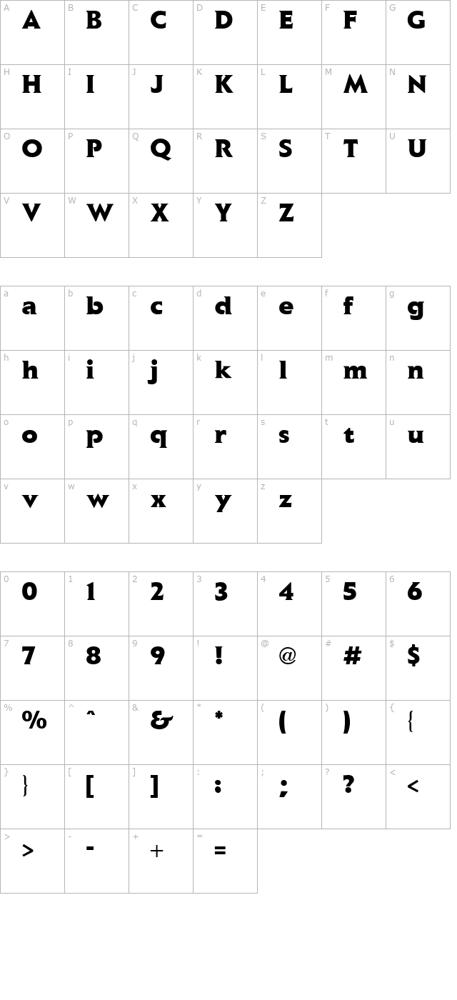 elan-black-regular character map