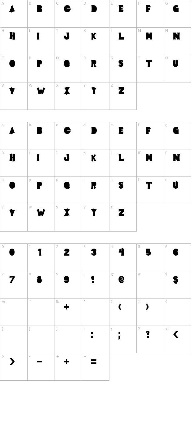 Electric Pickle Bold character map