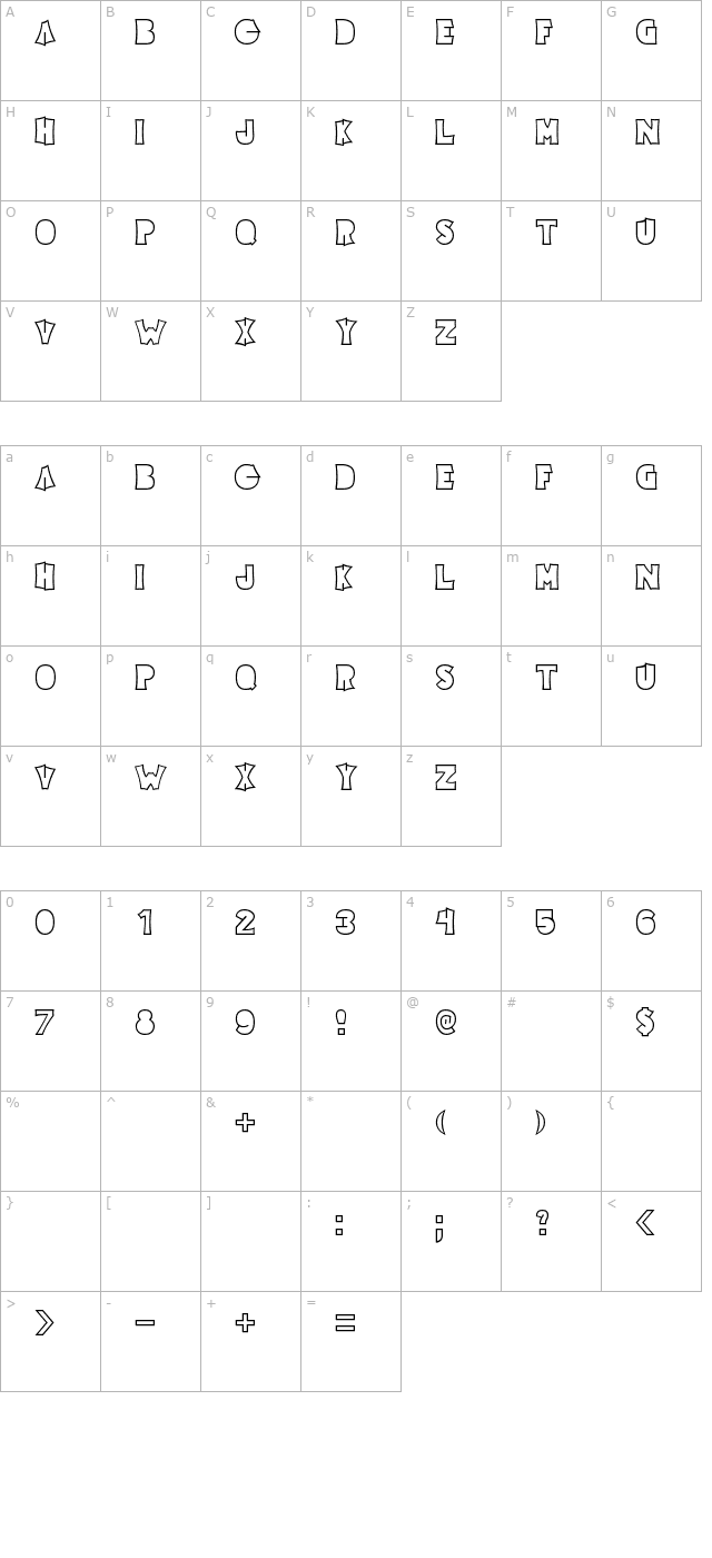 Electric Pickle character map