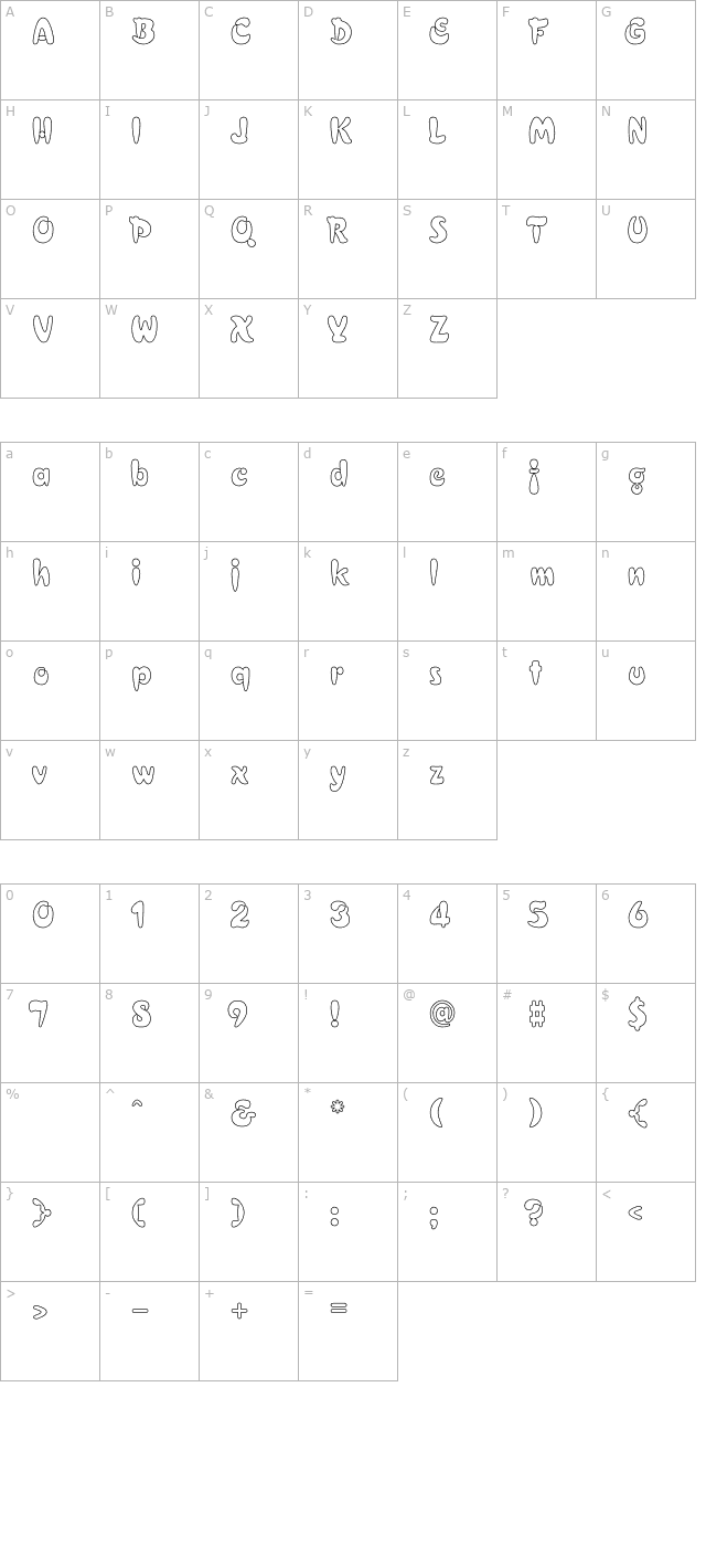 electrik-hollow character map