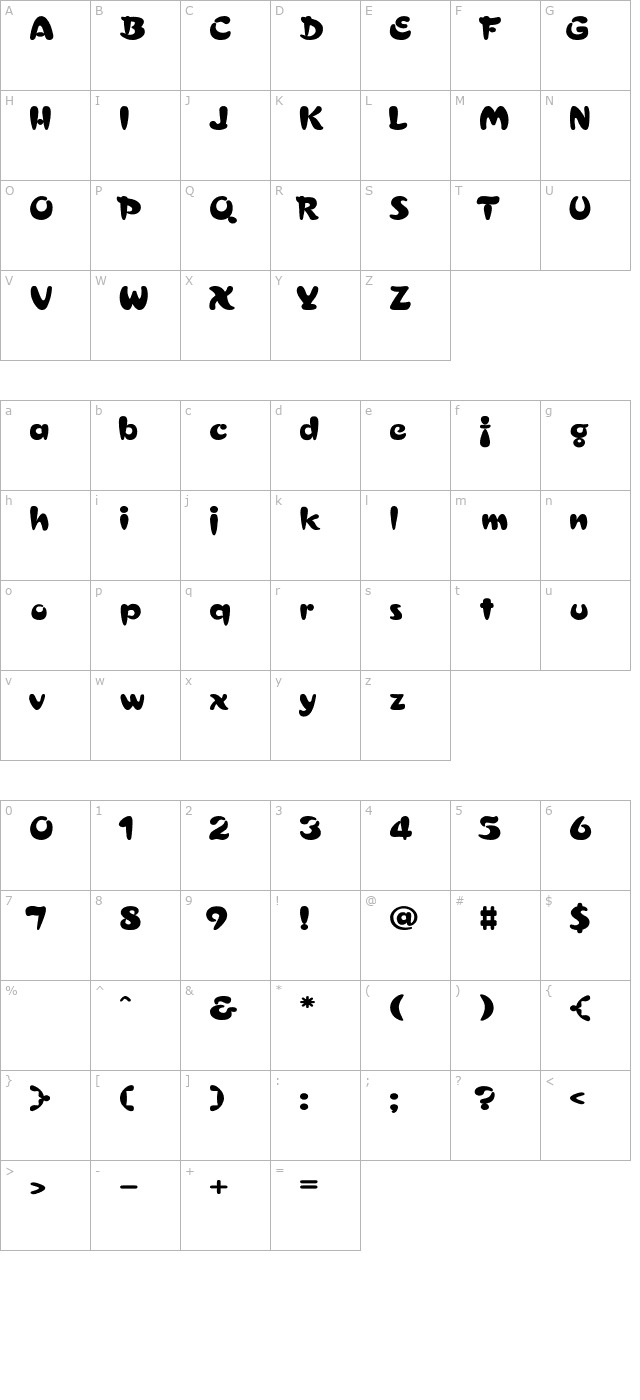 Electrik Wd character map