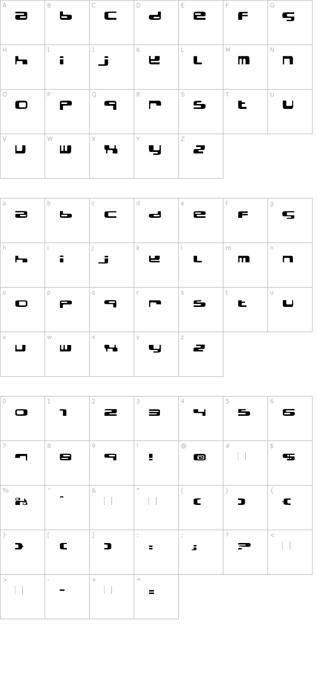 electro-bazar character map