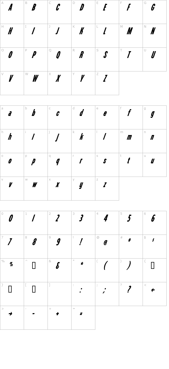 Electro Gothic HPLHS character map