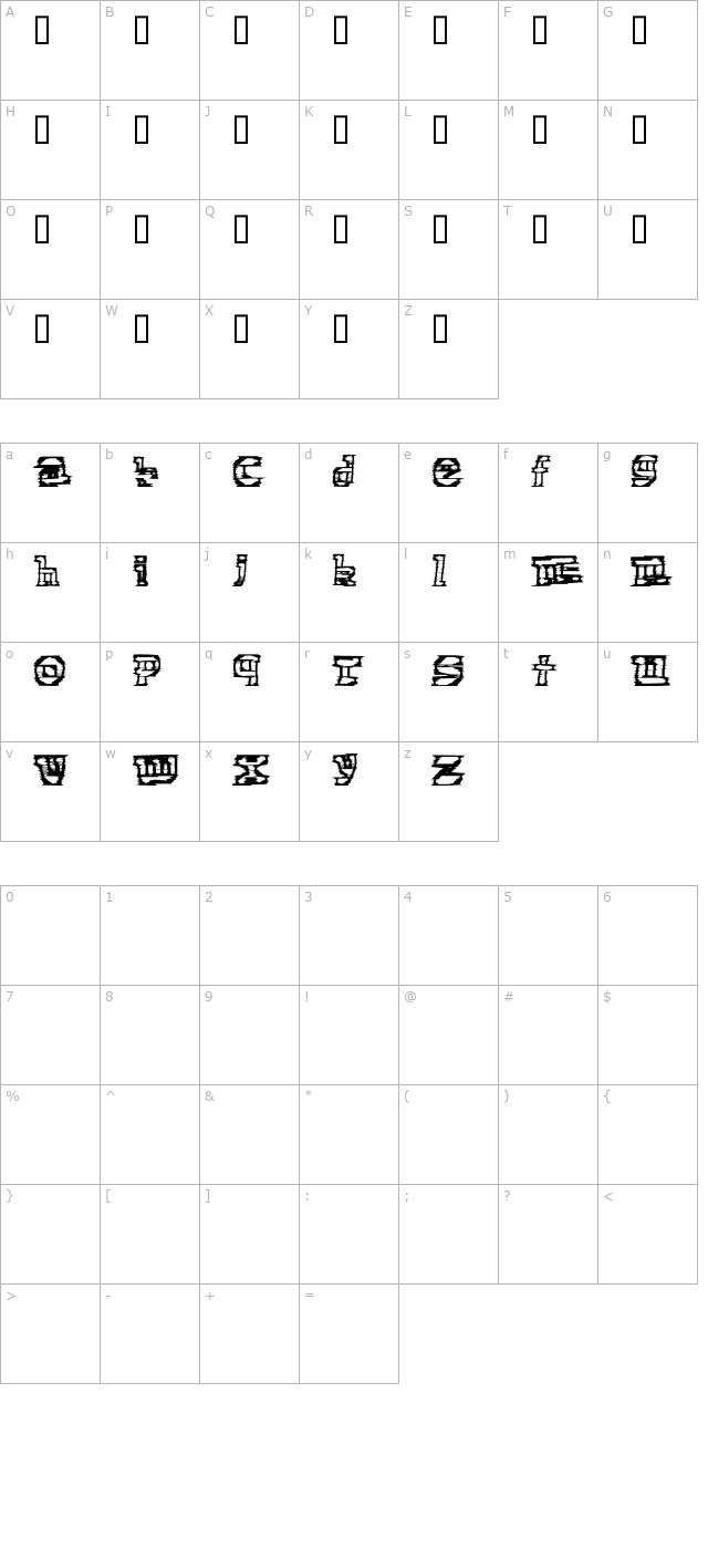 Electronic Cobbler character map