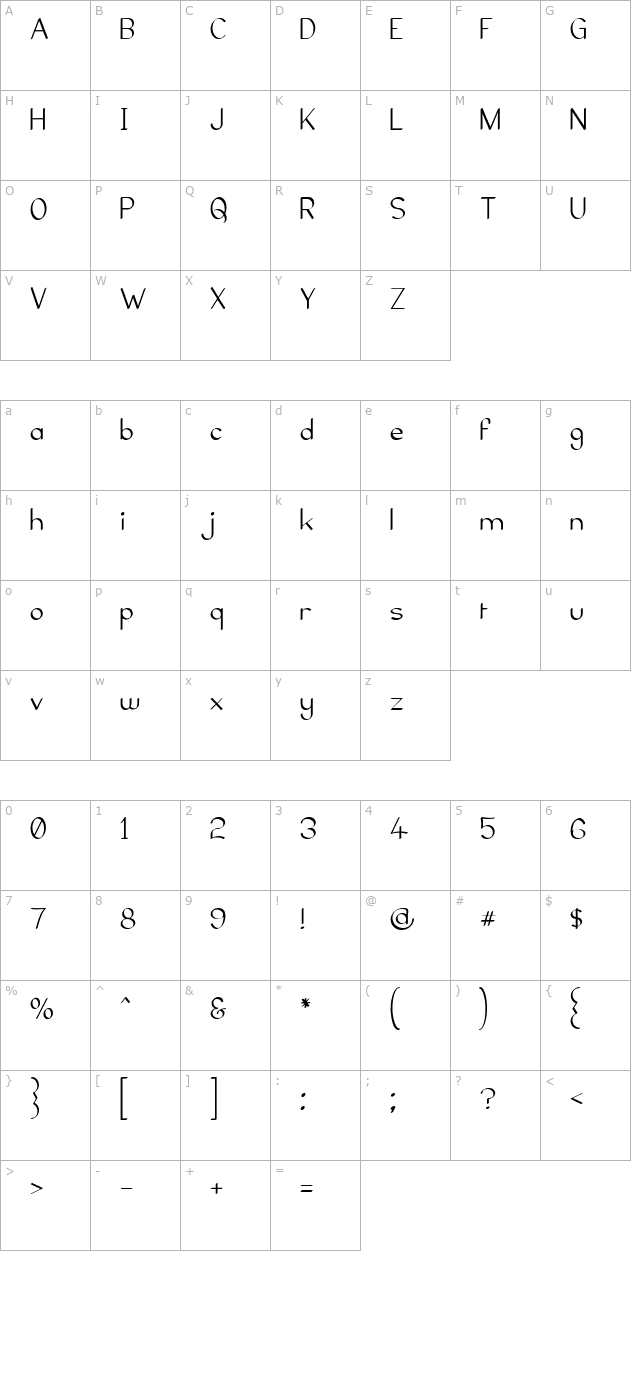 Elfar Normal G98 character map