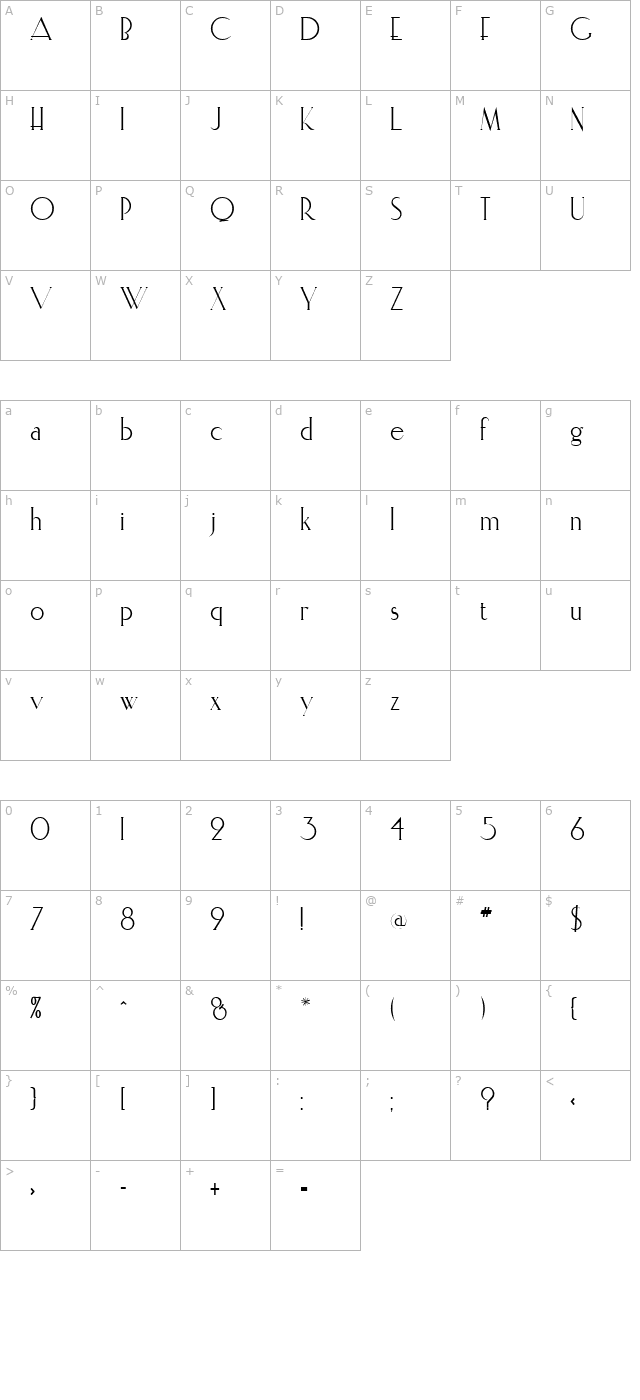 Elisia Regular character map