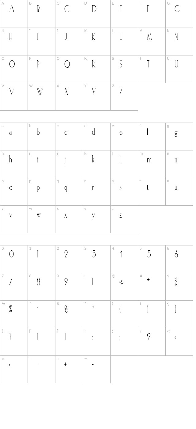 ElisiaCondensed Regular character map