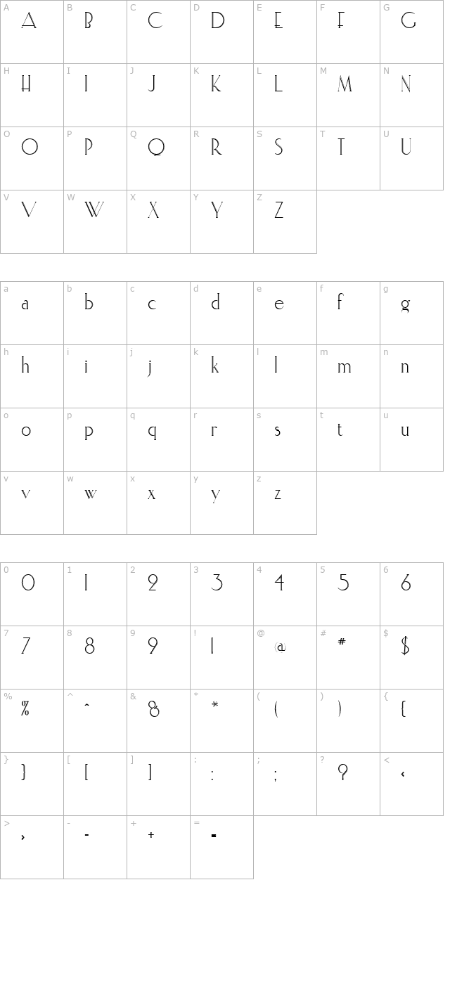 ElisiaInline Regular character map