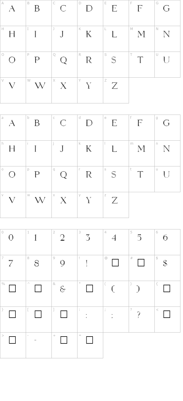 elizabeth-regular character map