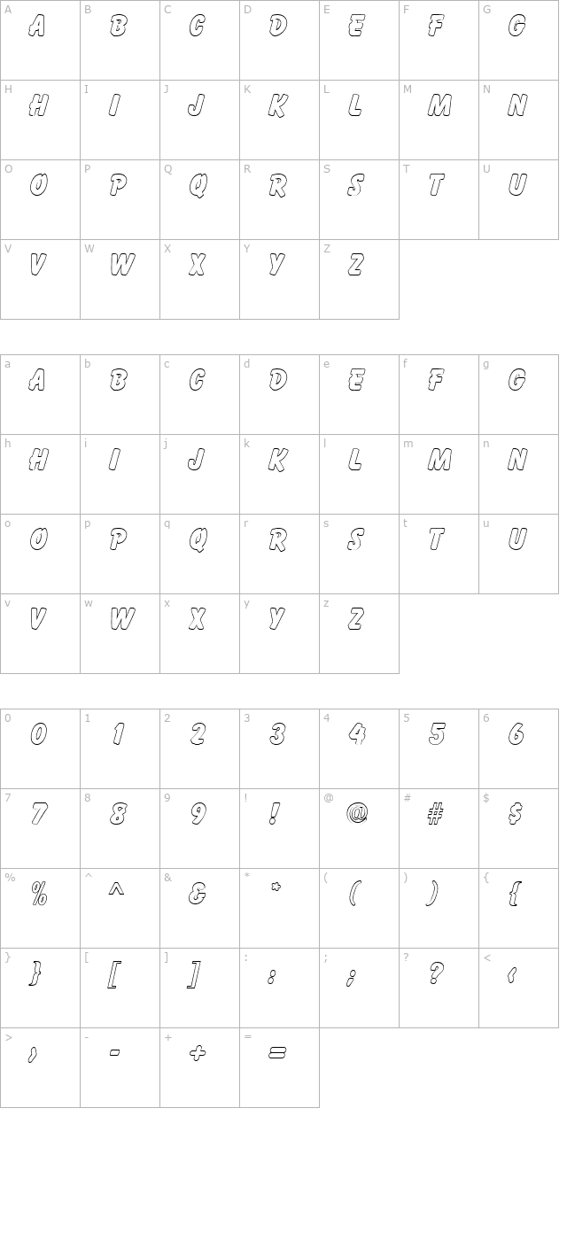 ElizabethBeckerOutline-ExtraBold character map