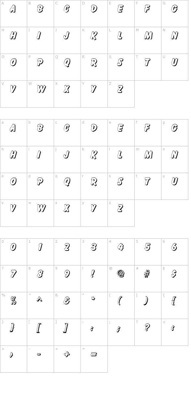 ElizabethBeckerShadow-ExtraBold character map