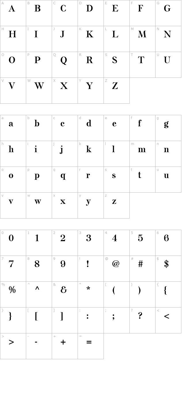 ElseNPL-Bold character map