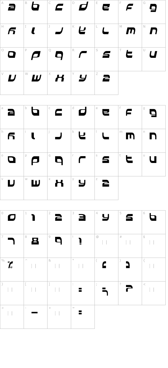 elside-regular character map