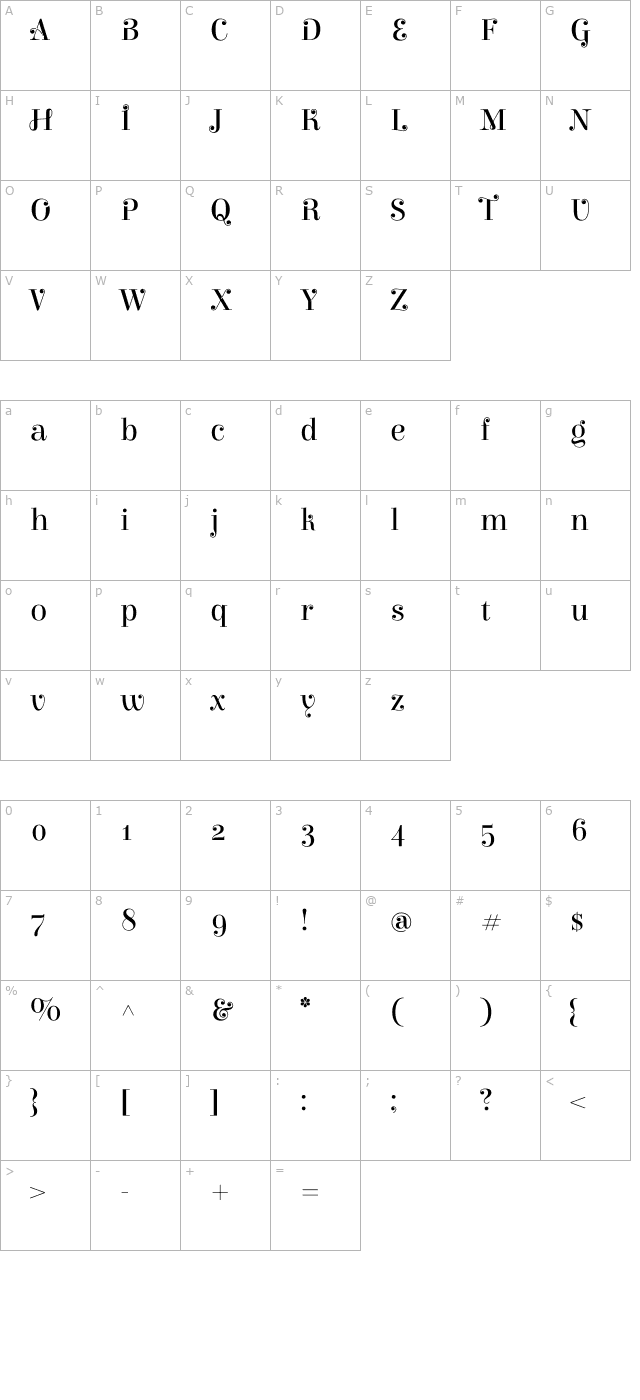 elsie-swash-caps character map