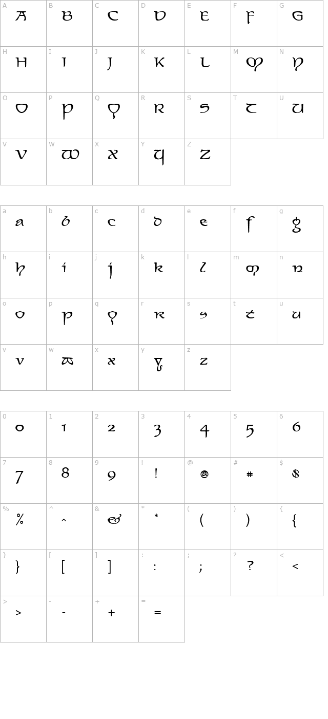 Elven Normal character map