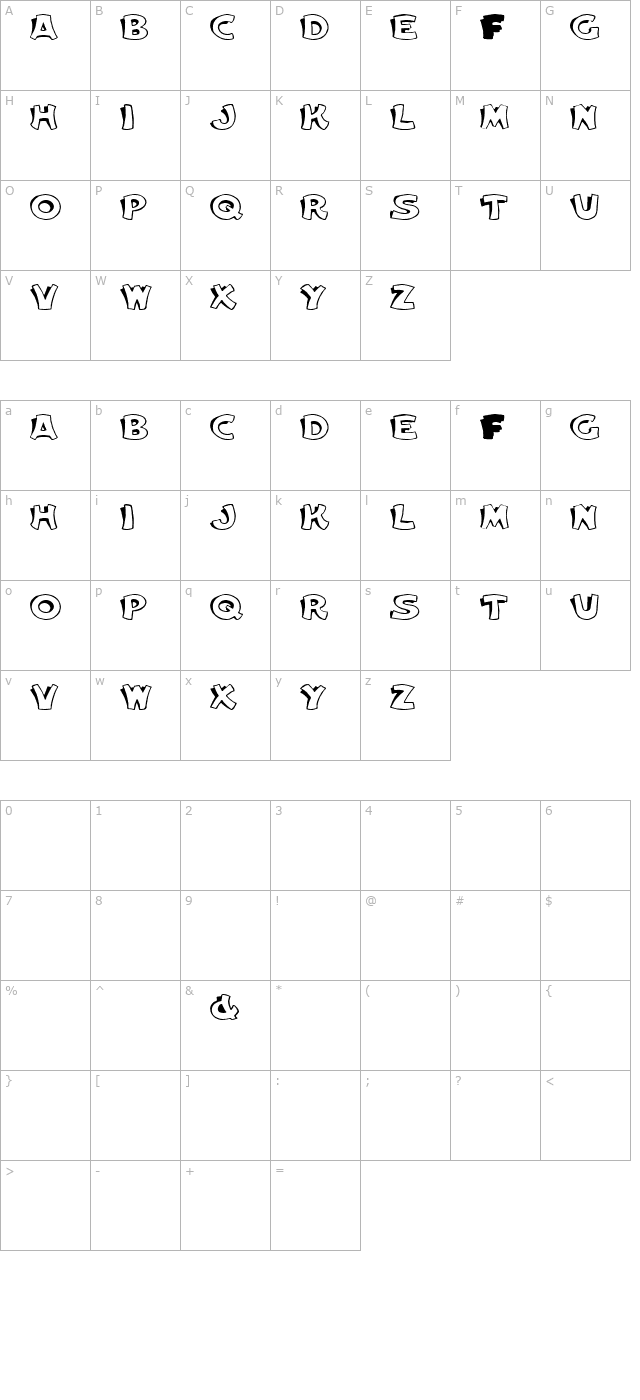 Elwood Bold character map