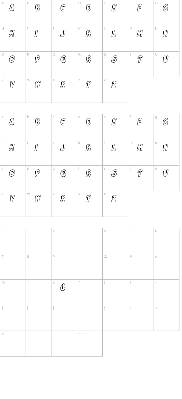 Elwood Cn Italic character map